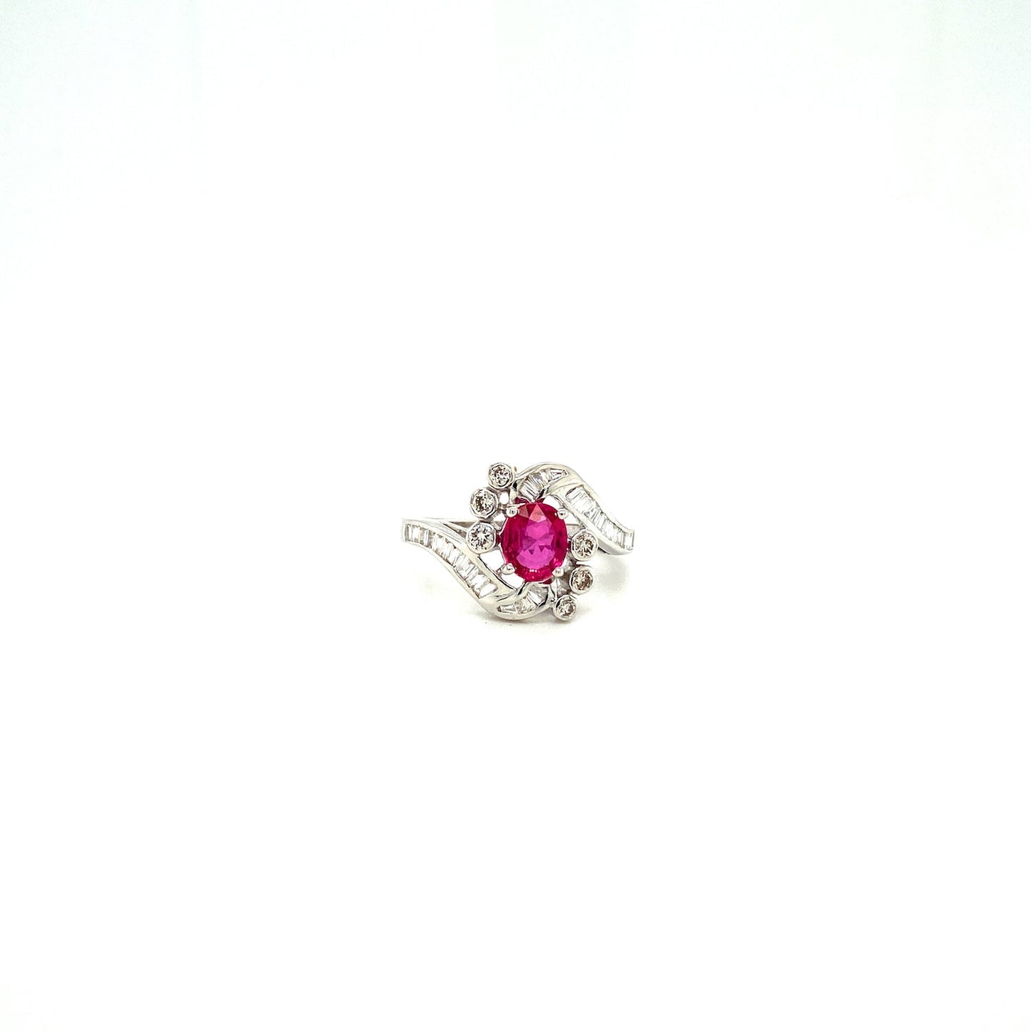 Ruby and Diamond Ring in 18K White Gold - KGR 12741