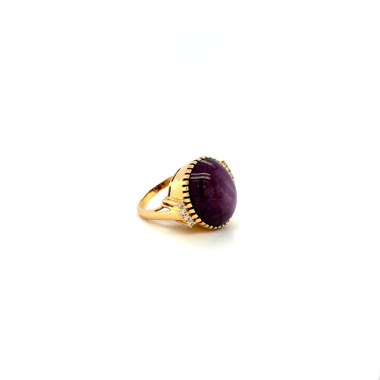 Ruby Star and Diamond Ring in 14K Yellow Gold - KGR 16174
