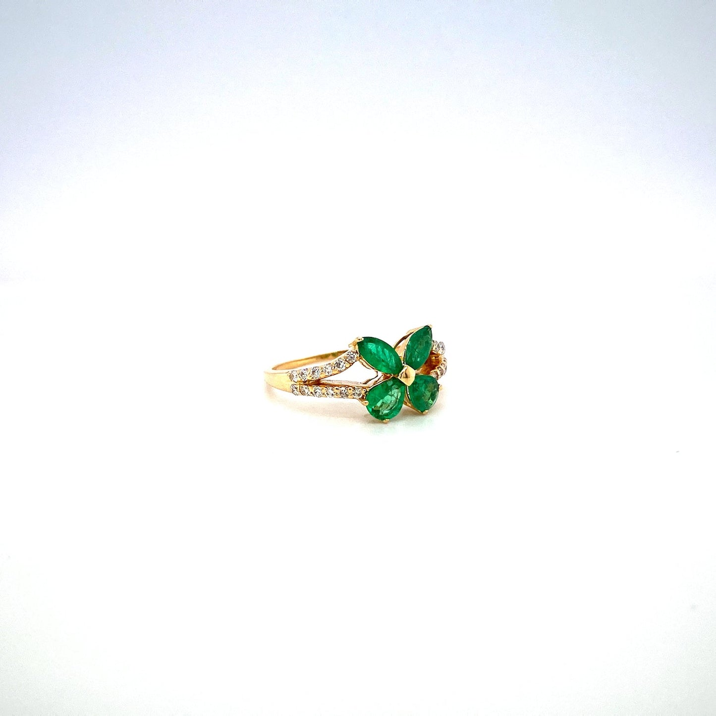 Emerald and Diamond Ring in 14K Yellow Gold - KGR 16320