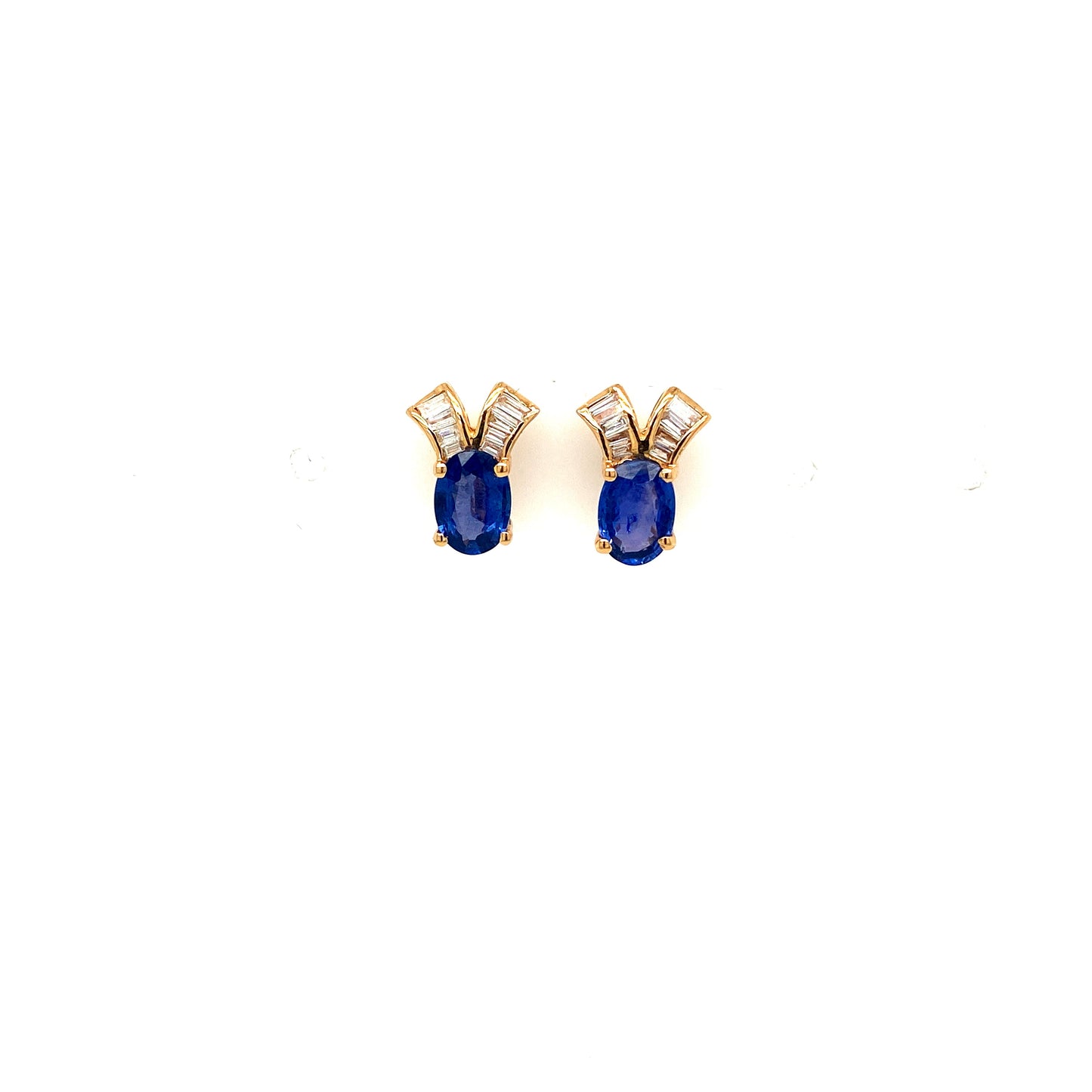 Sapphire and Diamond Earrings in 14K Yellow Gold - KGT 32175