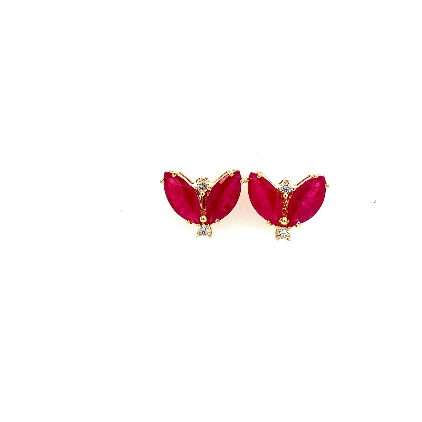 Ruby and Diamond Earring in 14K Yellow Gold - KGT 33532