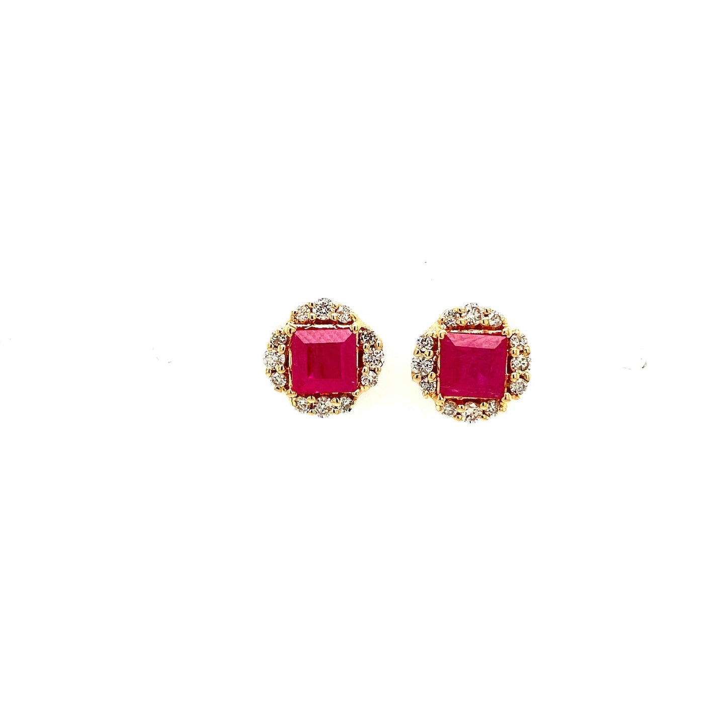 Ruby and Diamond Earring in 14K Yellow Gold - KGT 33556