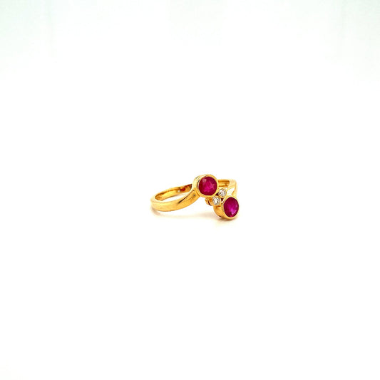 Ruby and Diamond Ring in 18K Yellow Gold - KGR 12422