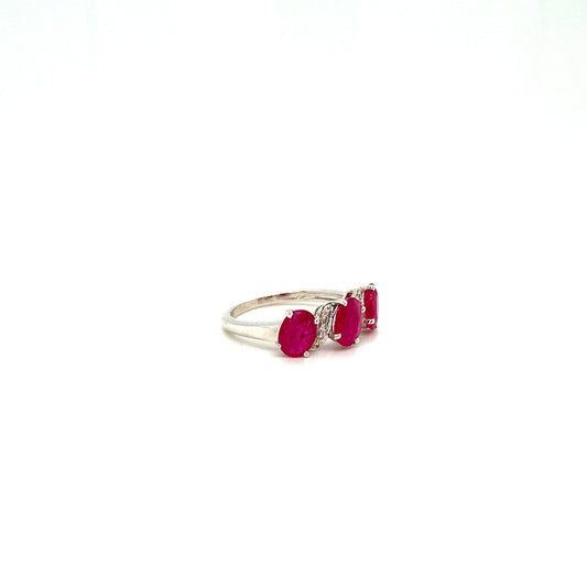 Ruby and Diamond Ring in 18K White Gold - KGR 12486