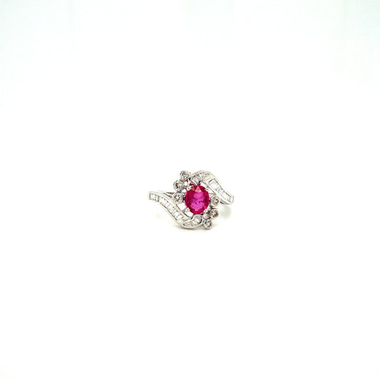 Ruby and Diamond Ring in 18K White Gold - KGR 12741