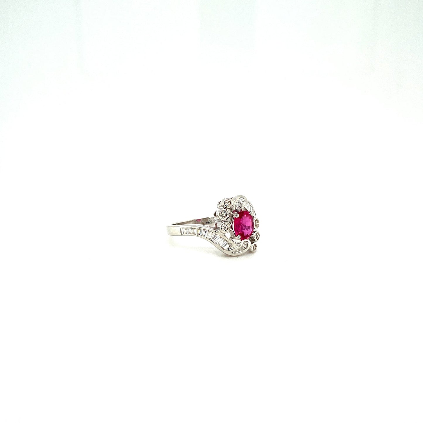 Ruby and Diamond Ring in 18K White Gold - KGR 12741