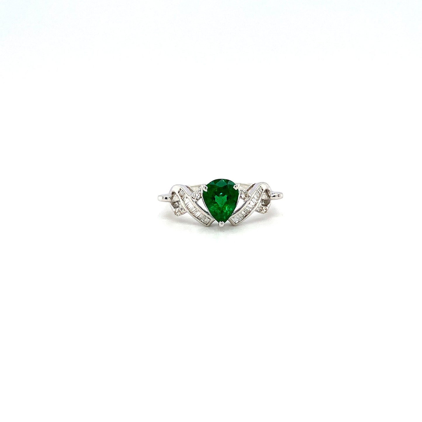 Emerald and Diamond Ring in 18K White Gold - KGR 15863