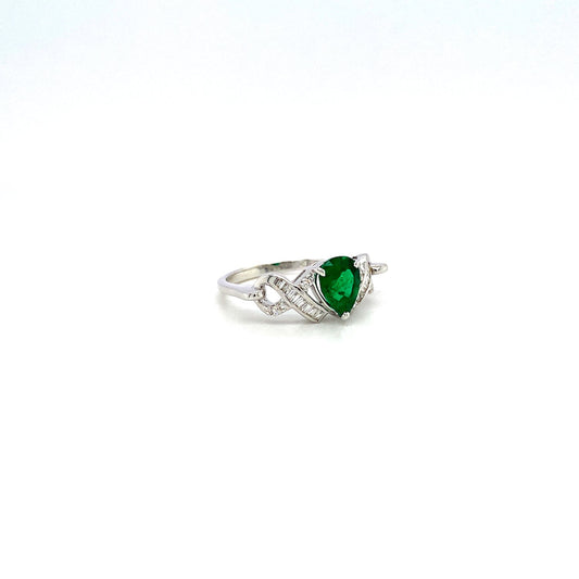 Emerald and Diamond Ring in 18K White Gold - KGR 15863