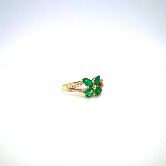 Emerald and Diamond Ring in 14K Yellow Gold - KGR 16320
