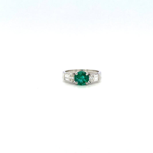 Emerald and Diamond Ring in 18K White Gold - KGR 16655