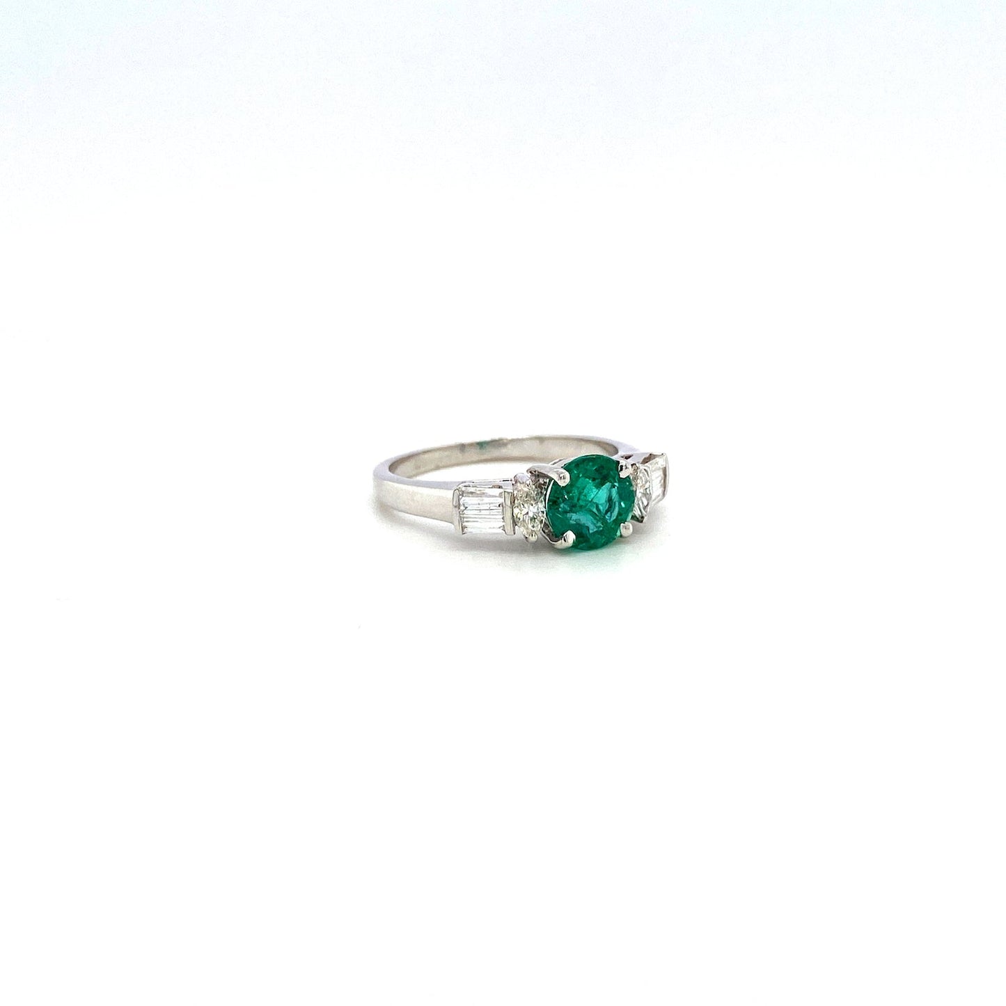 Emerald and Diamond Ring in 18K White Gold - KGR 16655