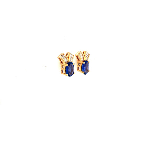 Sapphire and Diamond Earrings in 14K Yellow Gold - KGT 32175
