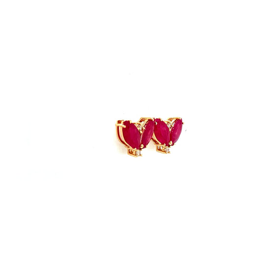 Ruby and Diamond Earring in 14K Yellow Gold - KGT 33532