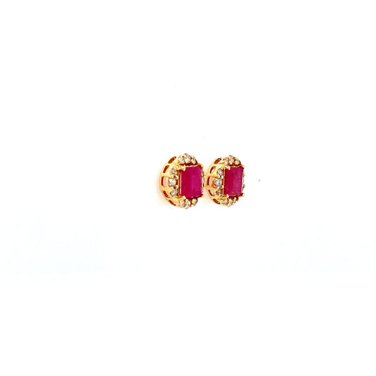 Ruby and Diamond Earring in 14K Yellow Gold - KGT 33556