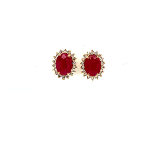 Ruby and Diamond Earring in 14K Yellow Gold - KGT 33581